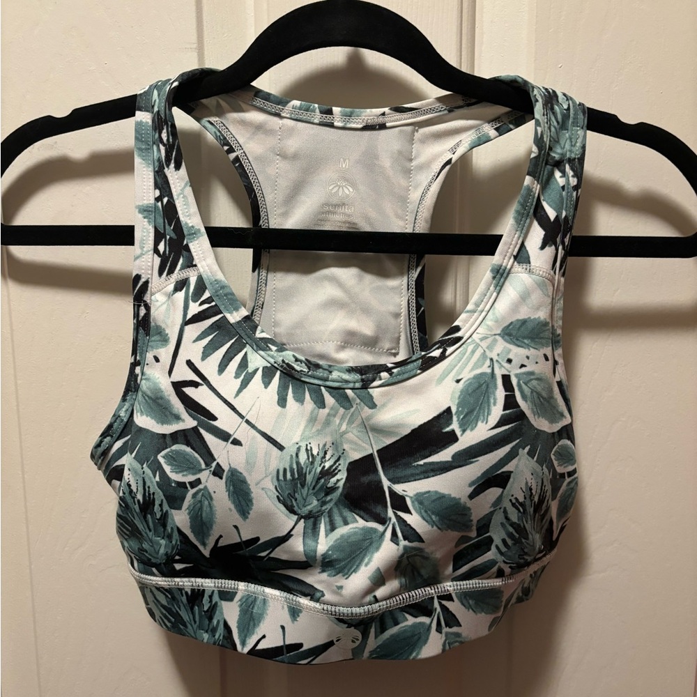Palm print Senita athletics sports bra with pocket